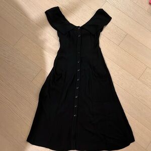 Reformation Black Midi Dress with Button Front